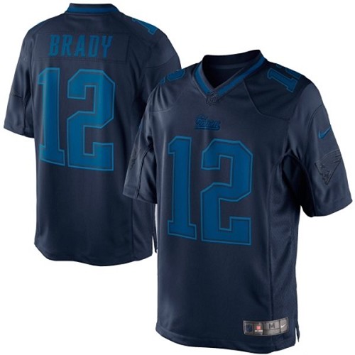 Men's Limited Tom Brady Nike Jersey Navy Blue - #12 Drenched NFL New England Patriots